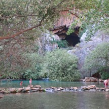 The lake in front of the cave